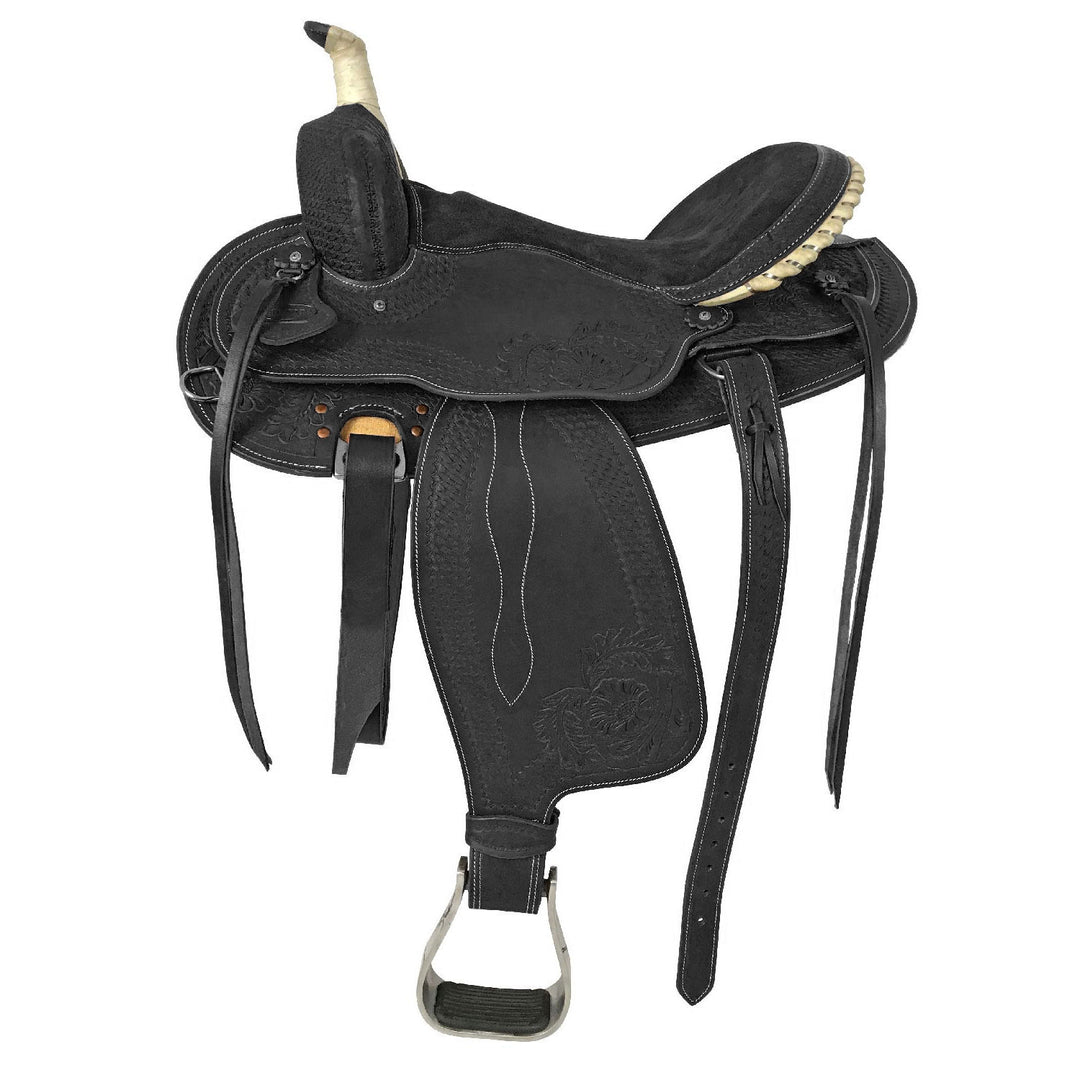 LAKOTA WESTERN SADDLE ROUND SKIRT ENGRAVED AN BLACK