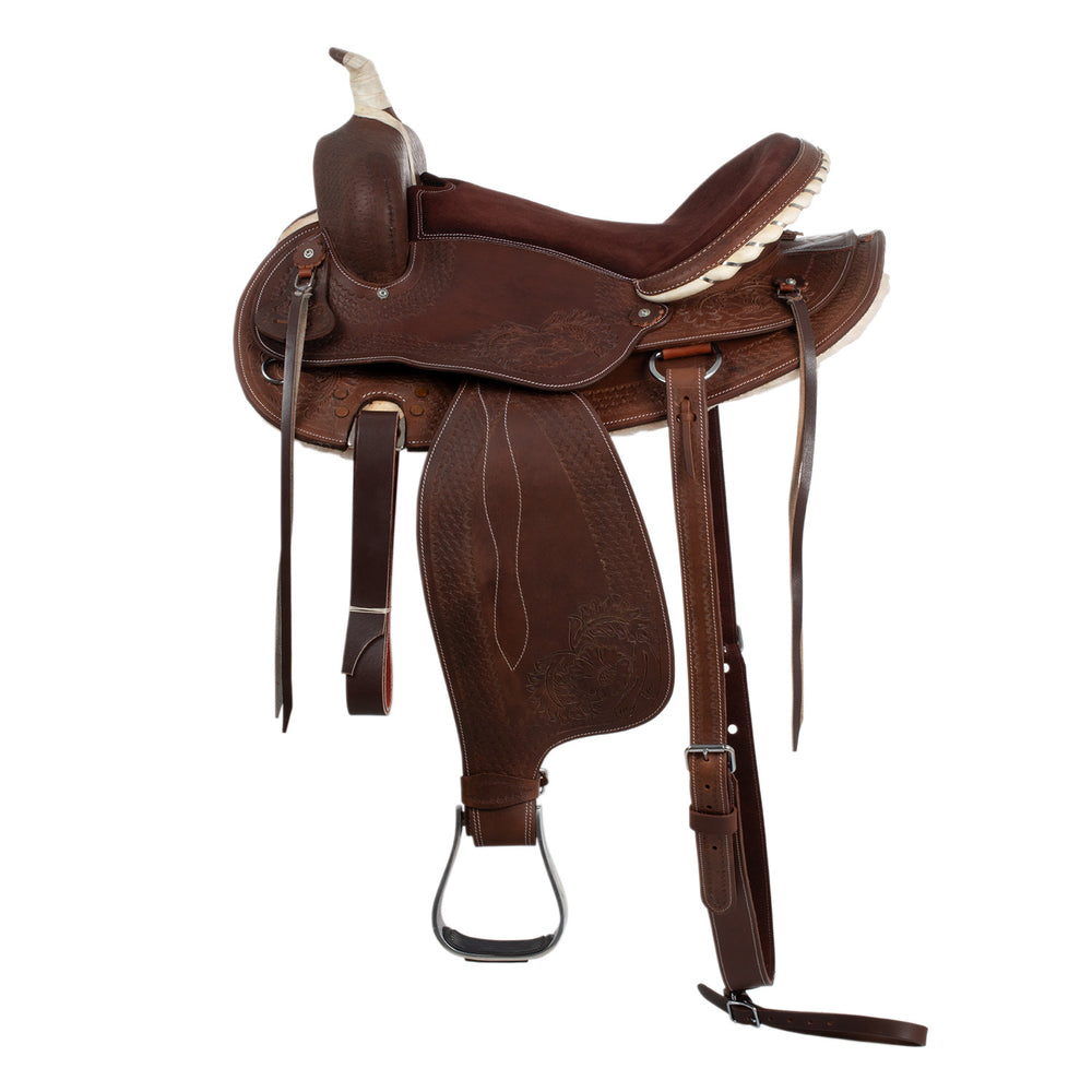 LAKOTA WESTERN SADDLE ROUND SKIRT ENGRAVED AN BROWN