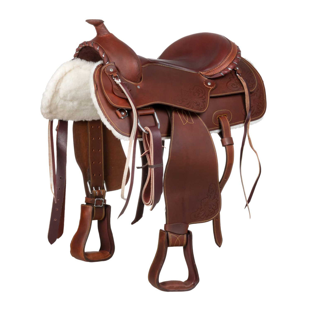 LAKOTA SADDLE WITH NABUK SEAT AND SILVER WIRE BROWN
