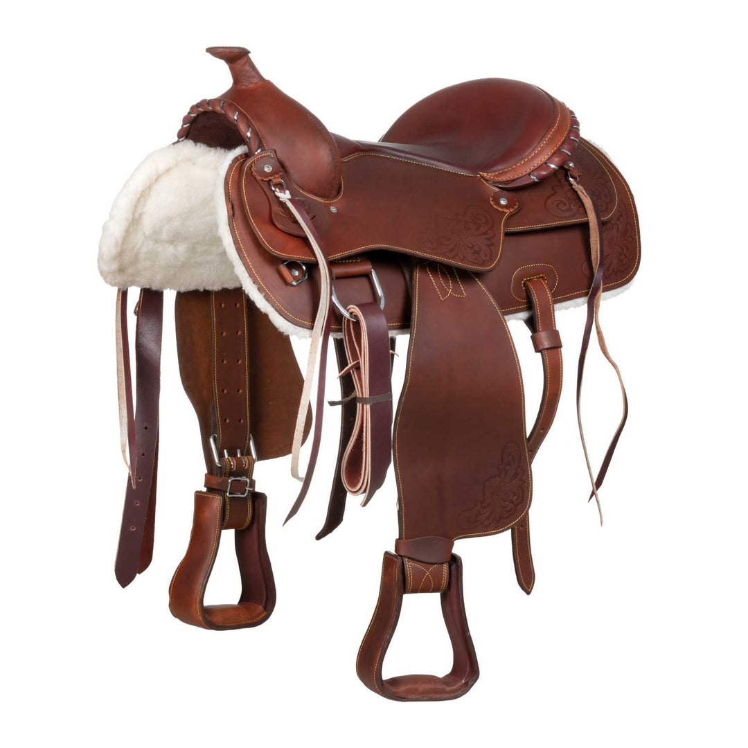 LAKOTA SADDLE WITH NABUK SEAT AND SILVER WIRE BROWN