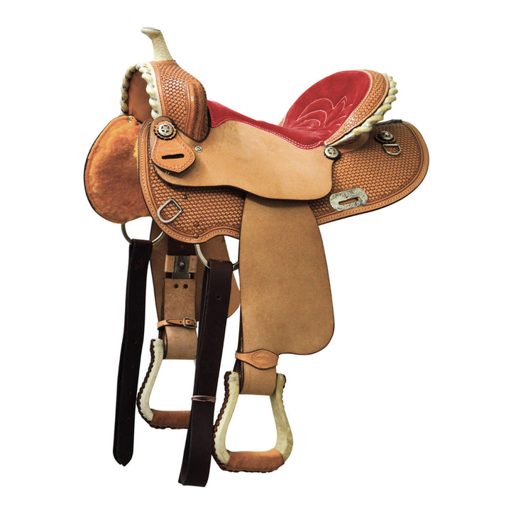 DENVER BARREL SADDLE ROUND SKIRT RED SEAT