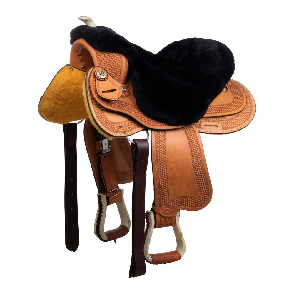 WESTERN SADDLE SHEEP SKIN  SEAT COVER BLACK