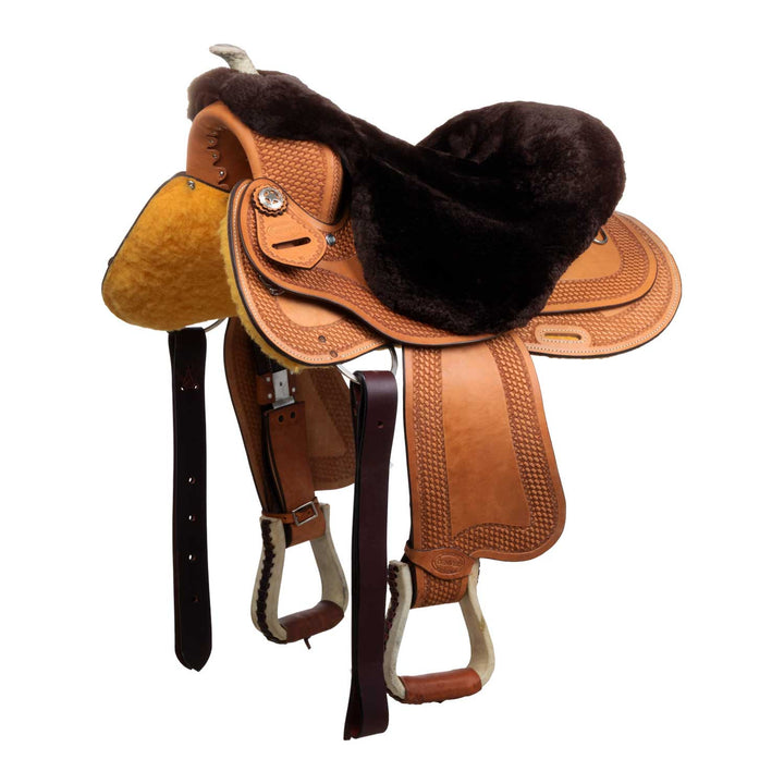 WESTERN SADDLE SHEEP SKIN  SEAT COVER BROWN