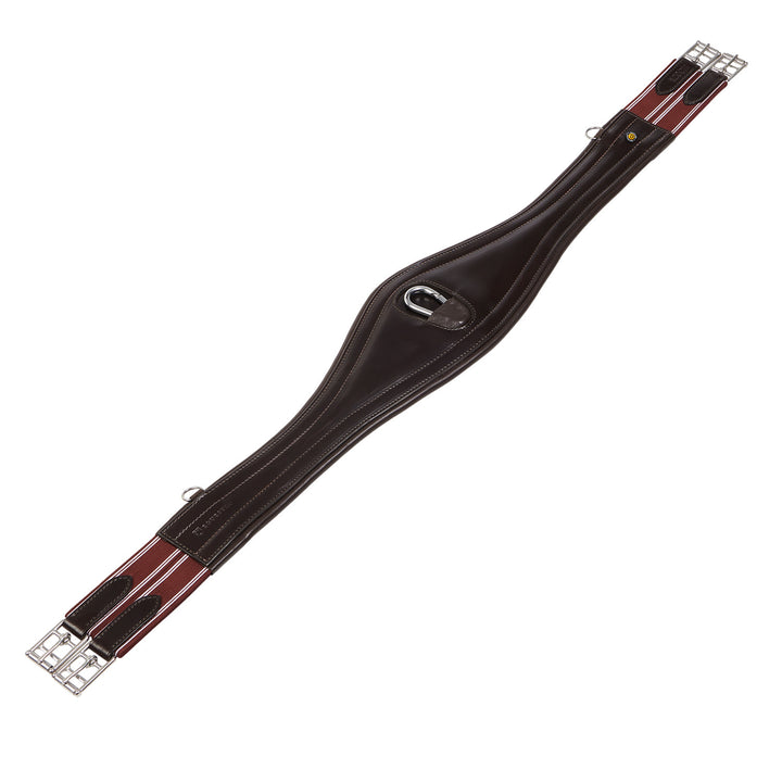 Leather jumping girth with elastic bands DARK BROWN