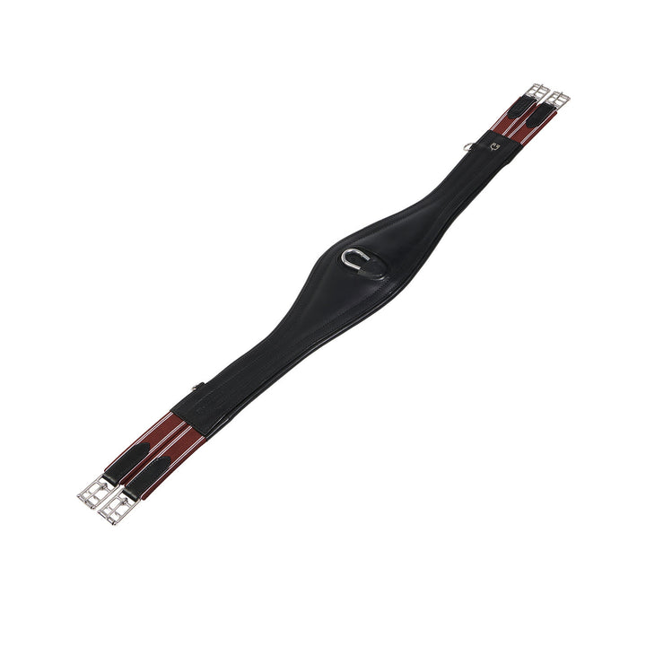 Leather jumping girth with elastic bands BLACK