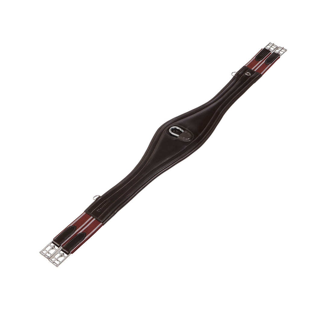 Leather jumping girth with elastic bands DARK BROWN