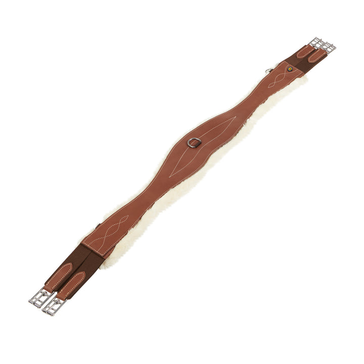 Jumping girth with synthetic lambskin COGNAC