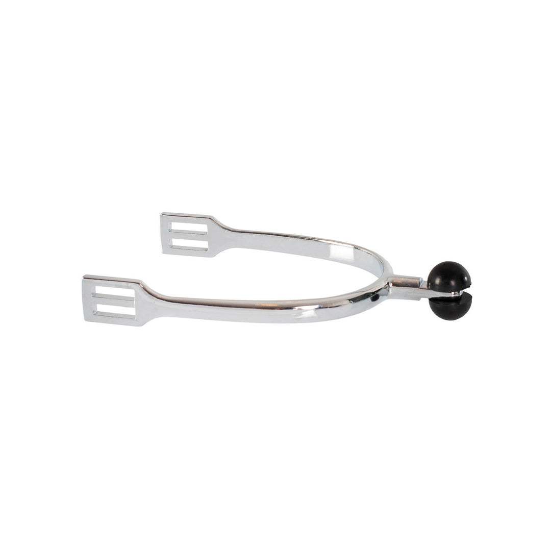 CHROME PLATED SPURS, W/RUBBER BALL &amp; NYLON STRAPS.
