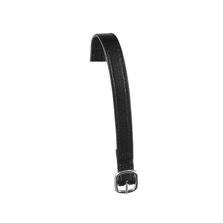 Spur straps in double leather and silver buck BLACK