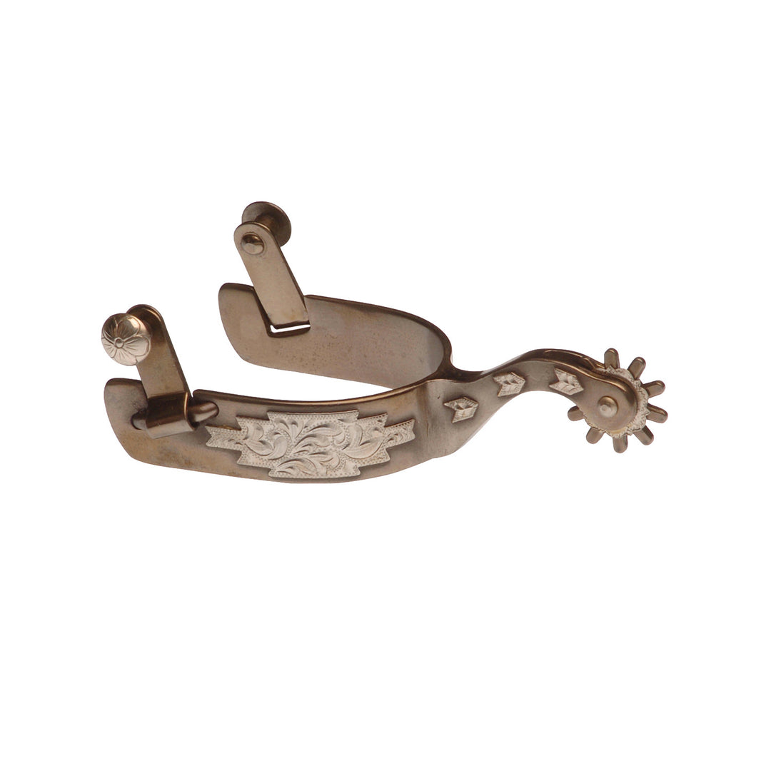 STAINLESS STEEL WESTERN SPURS WITH SILVER DECORATIONS