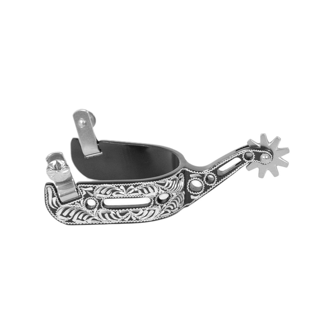 BLACK PERFORATED AND WORKED ALUMINUM WESTERN SPURS POOL&
