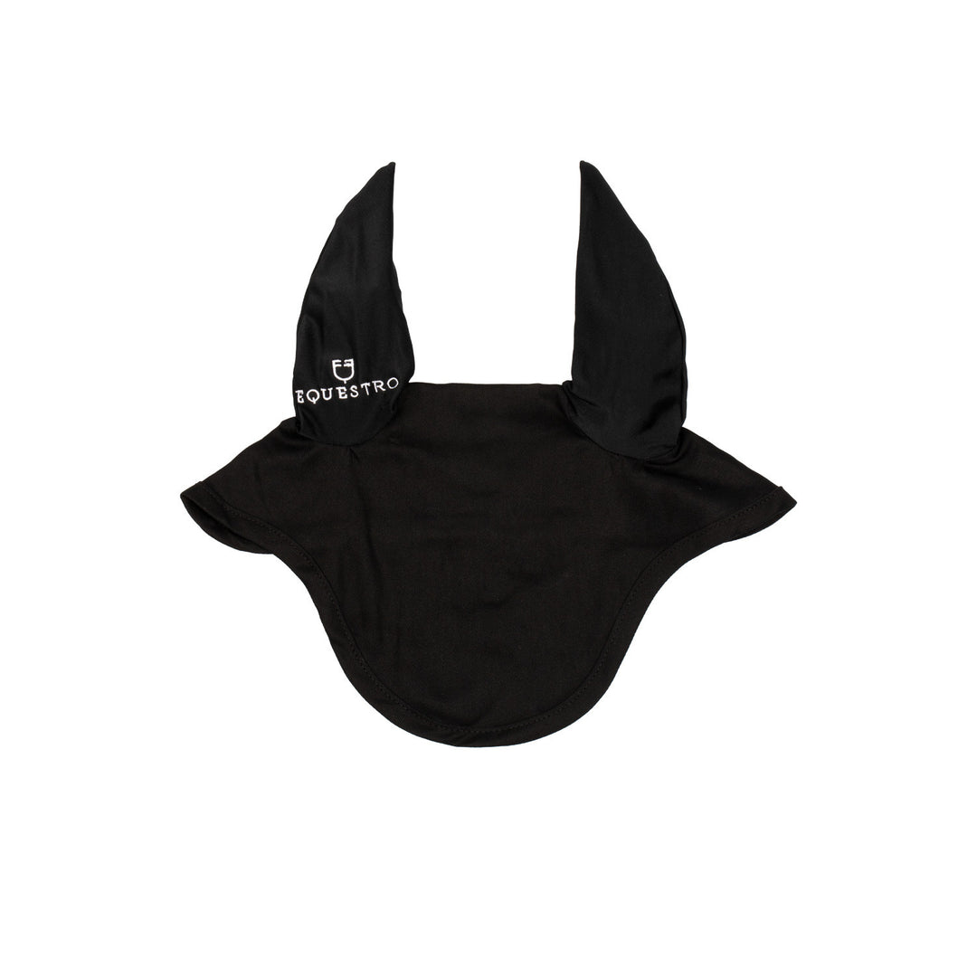 Cotton pony fly veil with elasticated ears BLACK