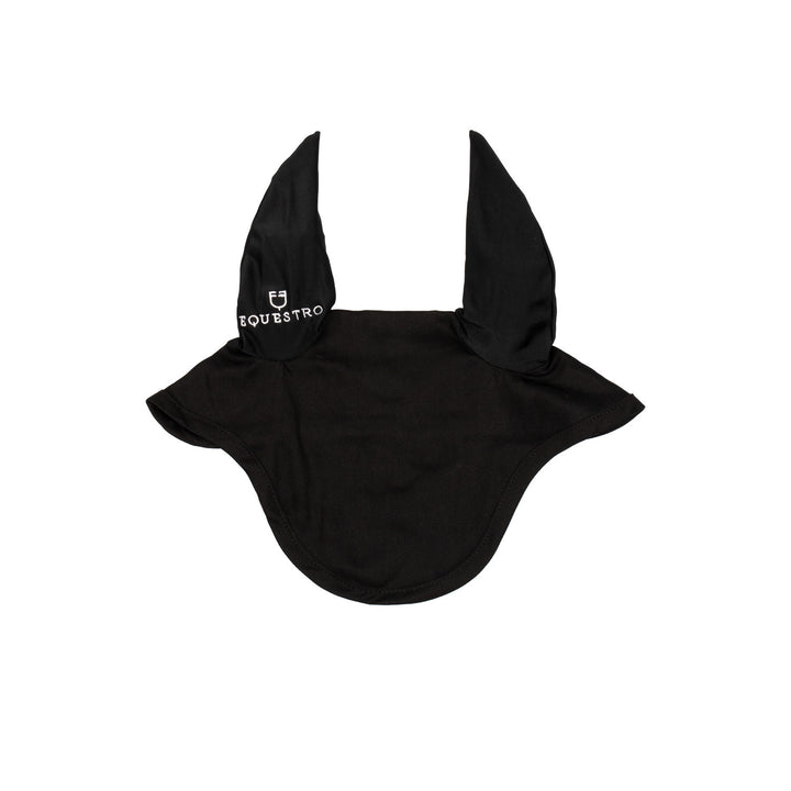Cotton pony fly veil with elasticated ears BLACK