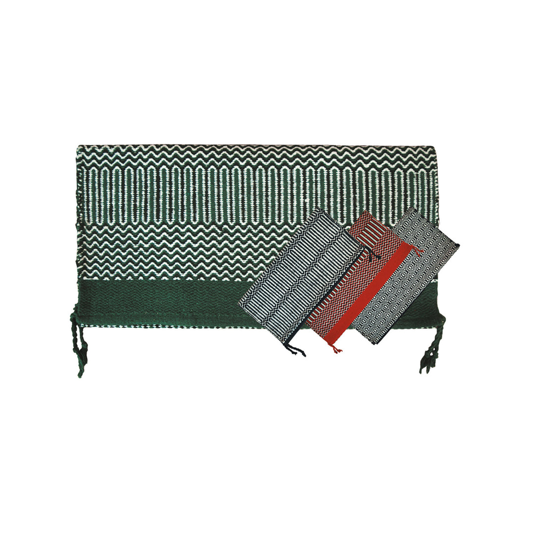 NAVAYO MEX BLANKET 32X64 GREEN
