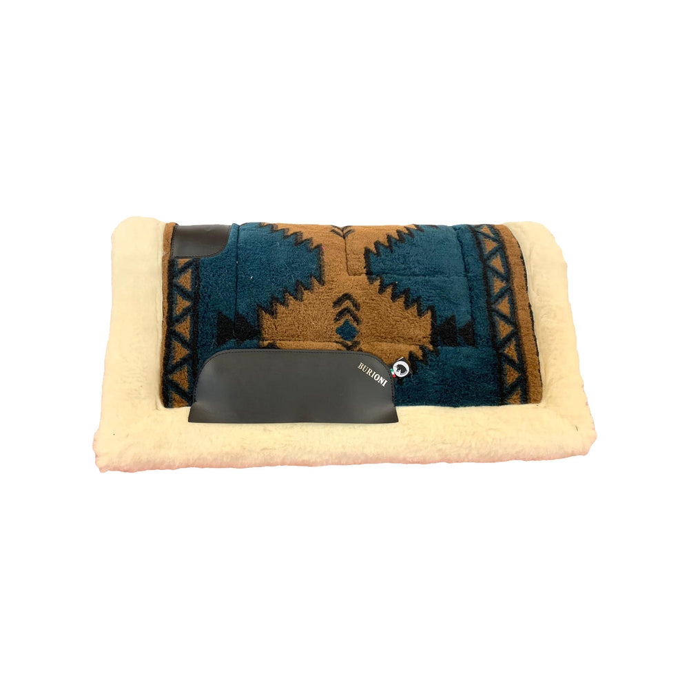 WESTERN CLASSIC SADDLE PAD IN POLO FLEECE AND PETROL/CAMEL