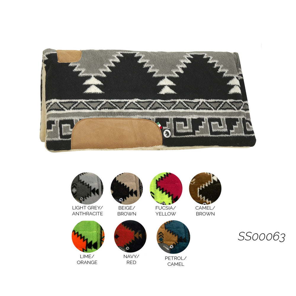 WESTERN SADDLE PAD NAVAJO WITH REMOVABLE WOOL LIGHT GREY/ANTHRACITE