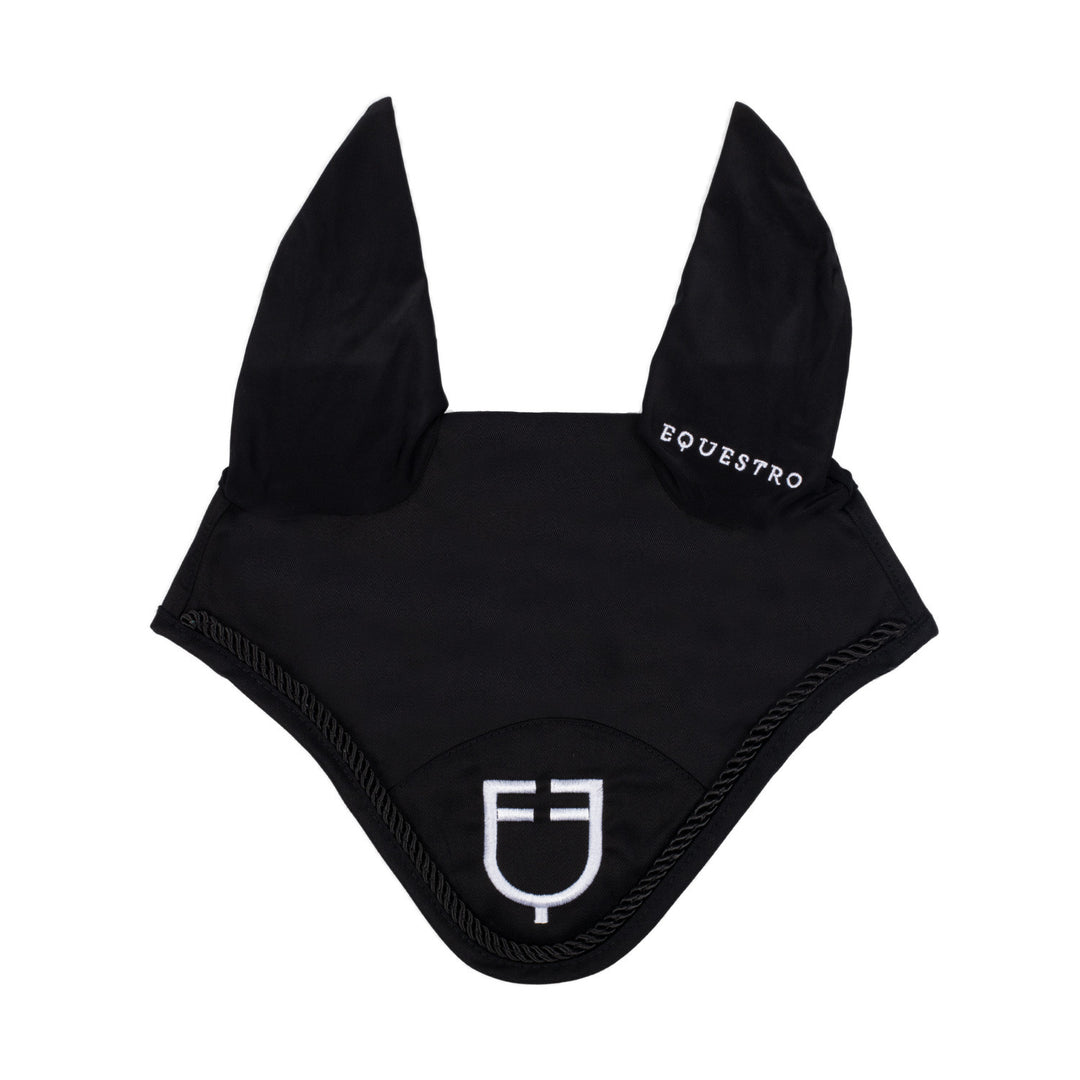 Fly veil in cotton with central logo BLACK