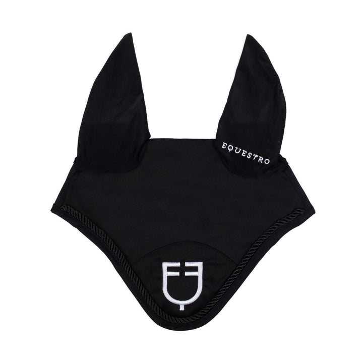 Fly veil in cotton with central logo BLACK