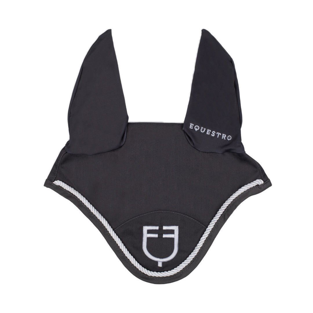 Fly veil in cotton with central logo GREY