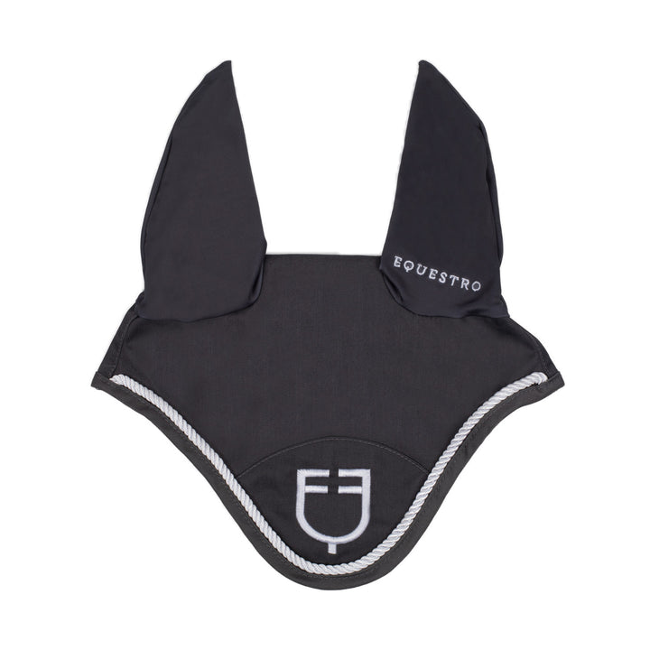 Fly veil in cotton with central logo GREY