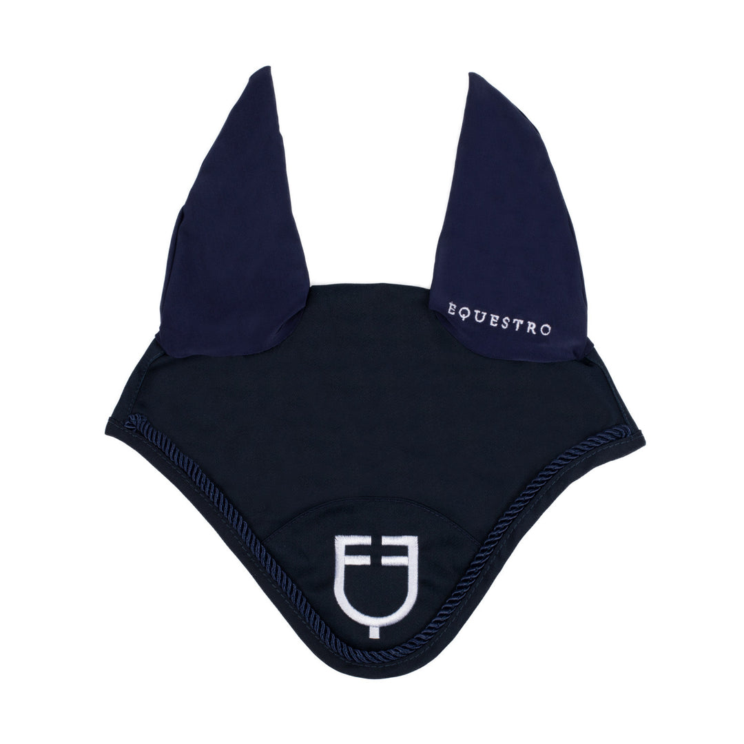 Fly veil in cotton with central logo NAVY