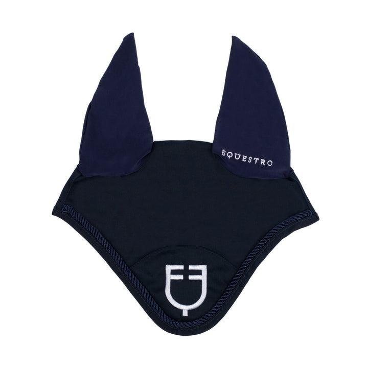 Fly veil in cotton with central logo NAVY