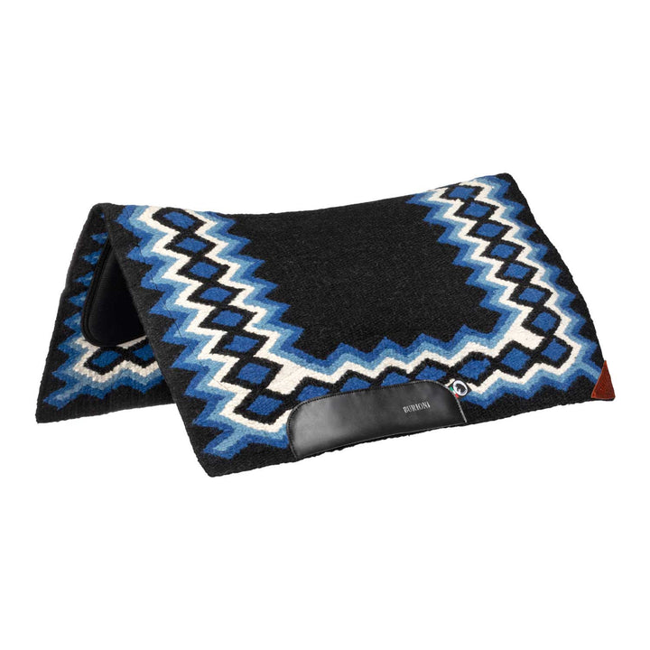 WESTERN SHOW SADDLE PAD IN WOOL WITH DRY F PA BLACK/BLUE/WHITE