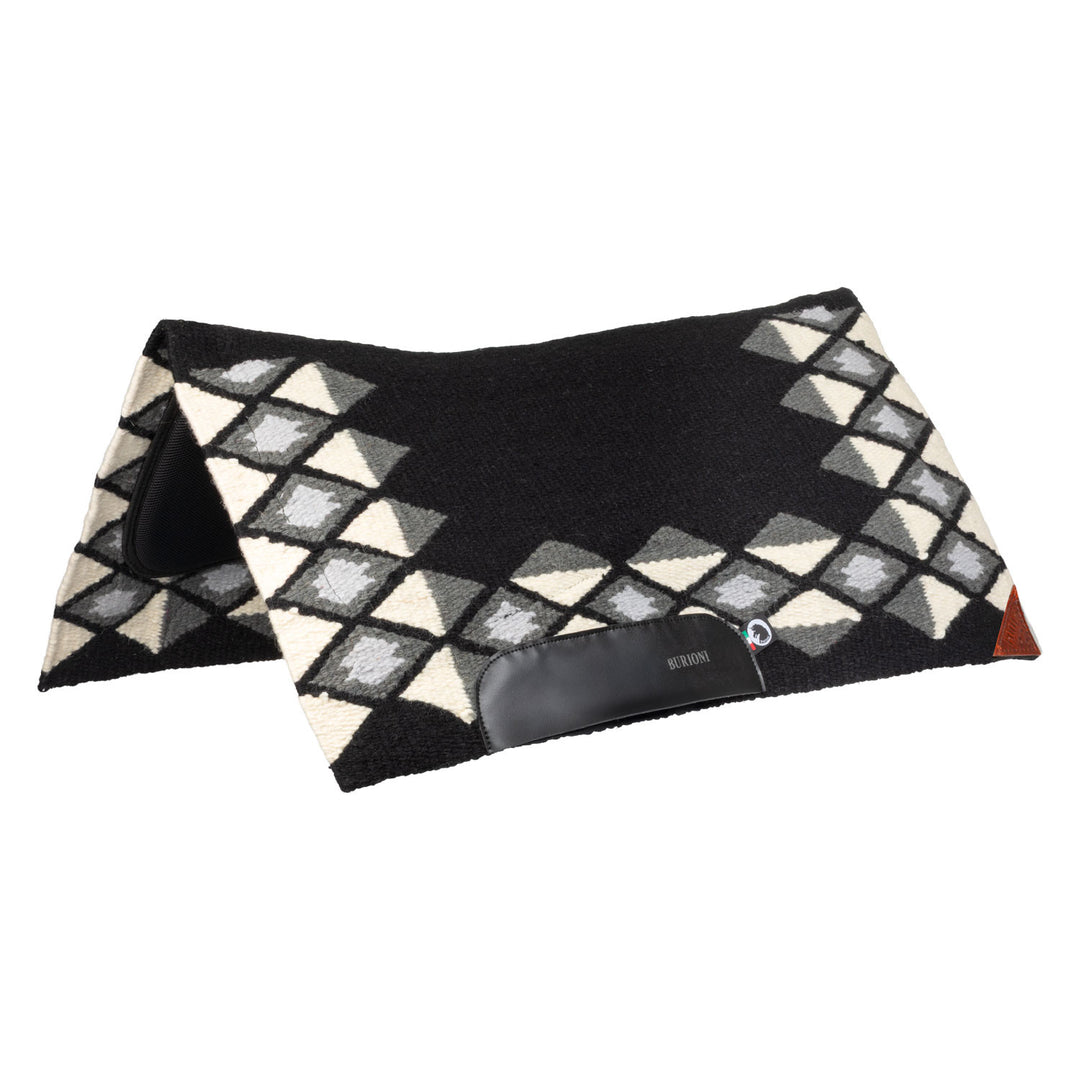 WESTERN SHOW SADDLE PAD IN WOOL WITH DRY F PA BLACK/GREY/WHITE