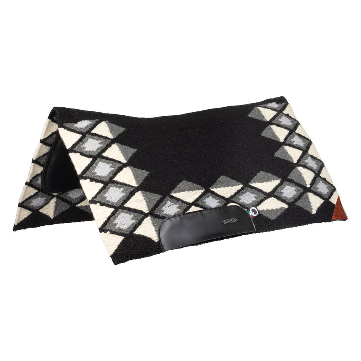WESTERN SHOW SADDLE PAD IN WOOL WITH DRY F PA BLACK/GREY/WHITE
