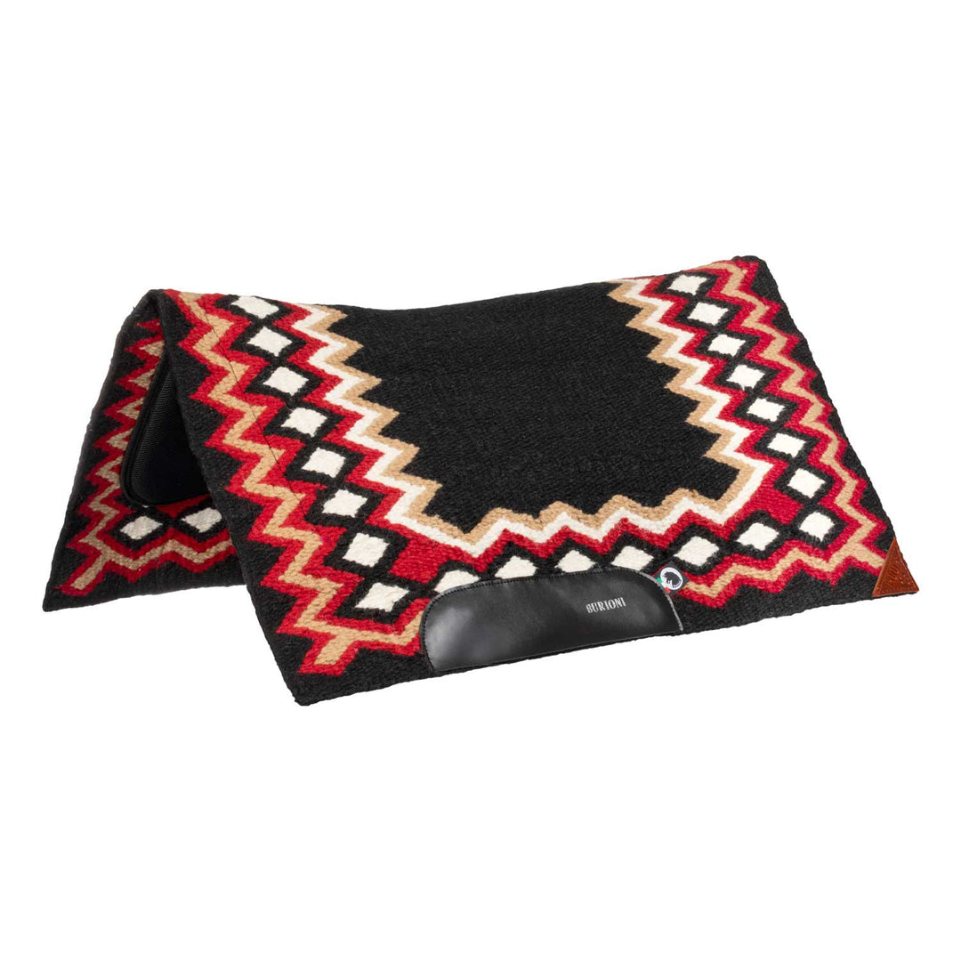 WESTERN SHOW SADDLE PAD IN WOOL WITH DRY F PA BLACK/RED/SAND