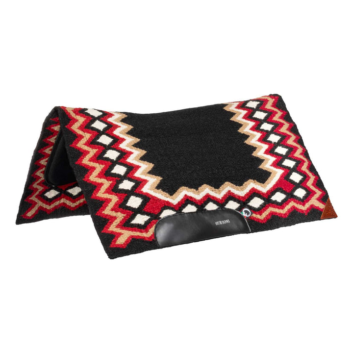 WESTERN SHOW SADDLE PAD IN WOOL WITH DRY F PA BLACK/RED/SAND
