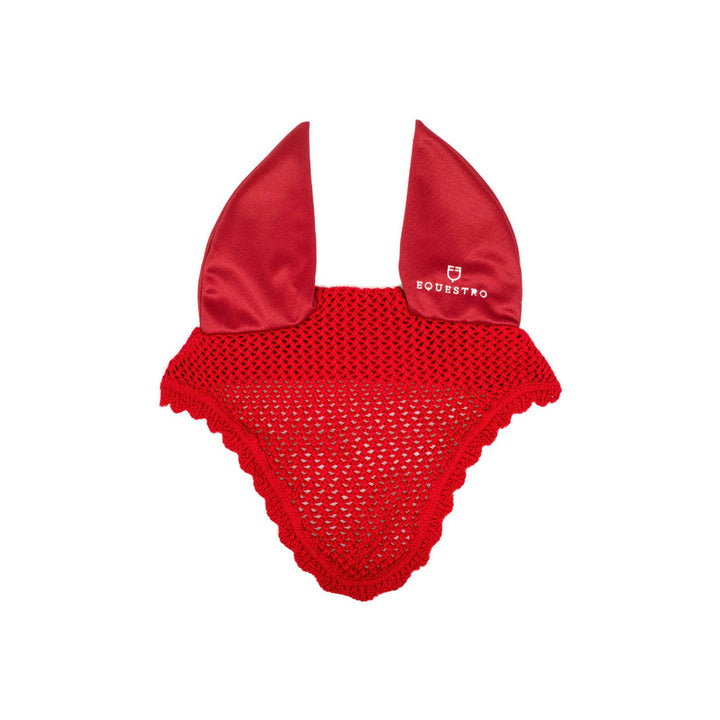 Pony fly veil with elastic ears RED