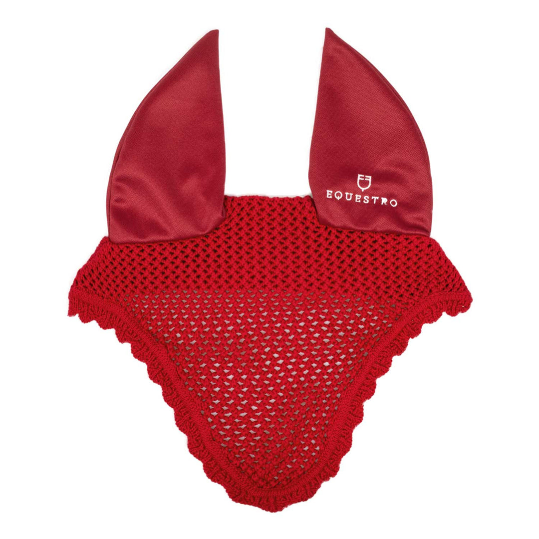 Knitted fly veil with elastic ears RED