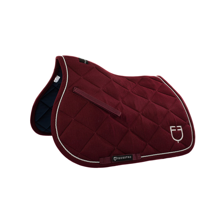 Jumping saddle pad in cotton with trimmings w BURGUNDY
