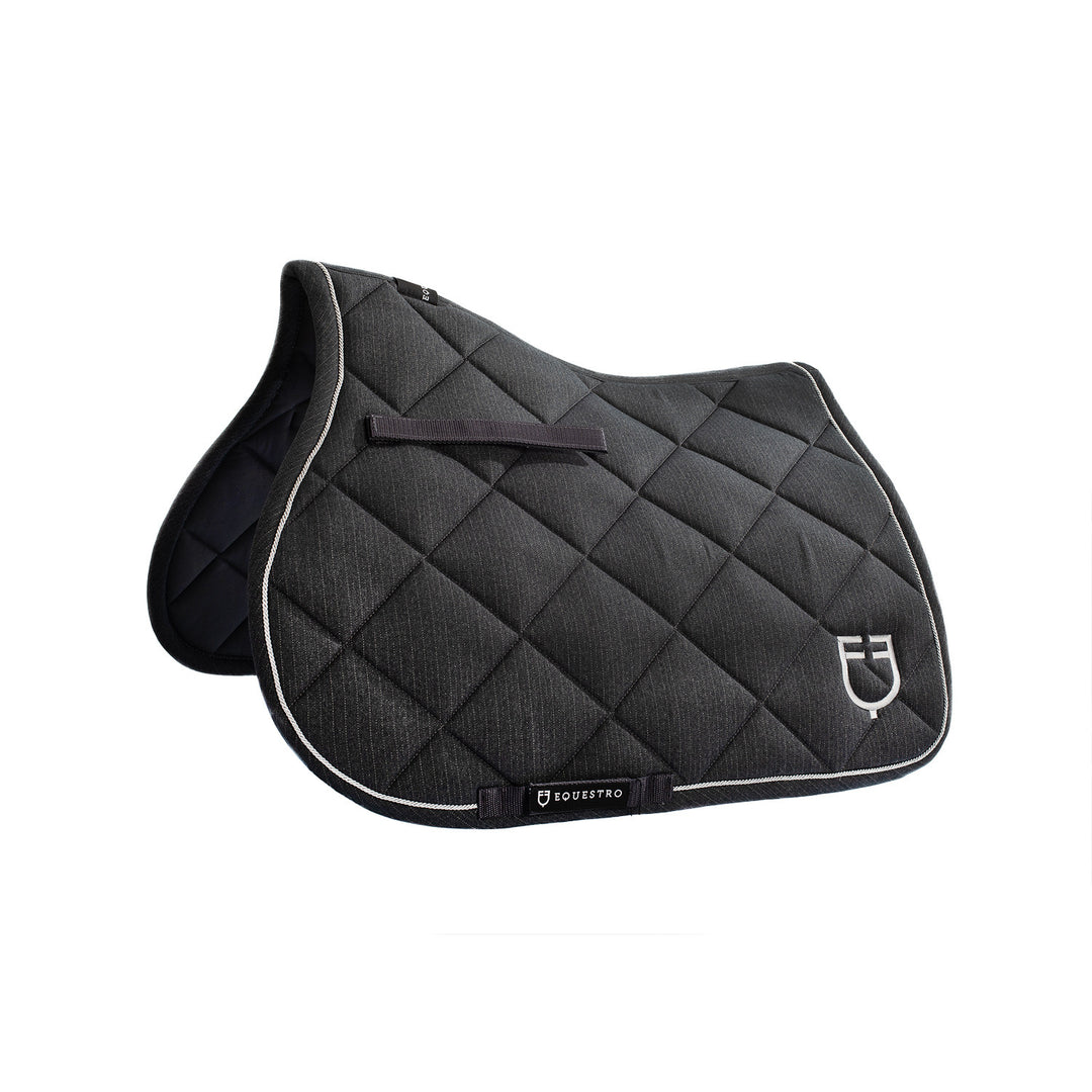Jumping saddle pad in cotton with trimmings w GREY