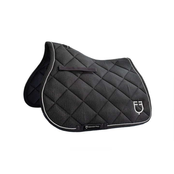 Jumping saddle pad in cotton with trimmings w GREY