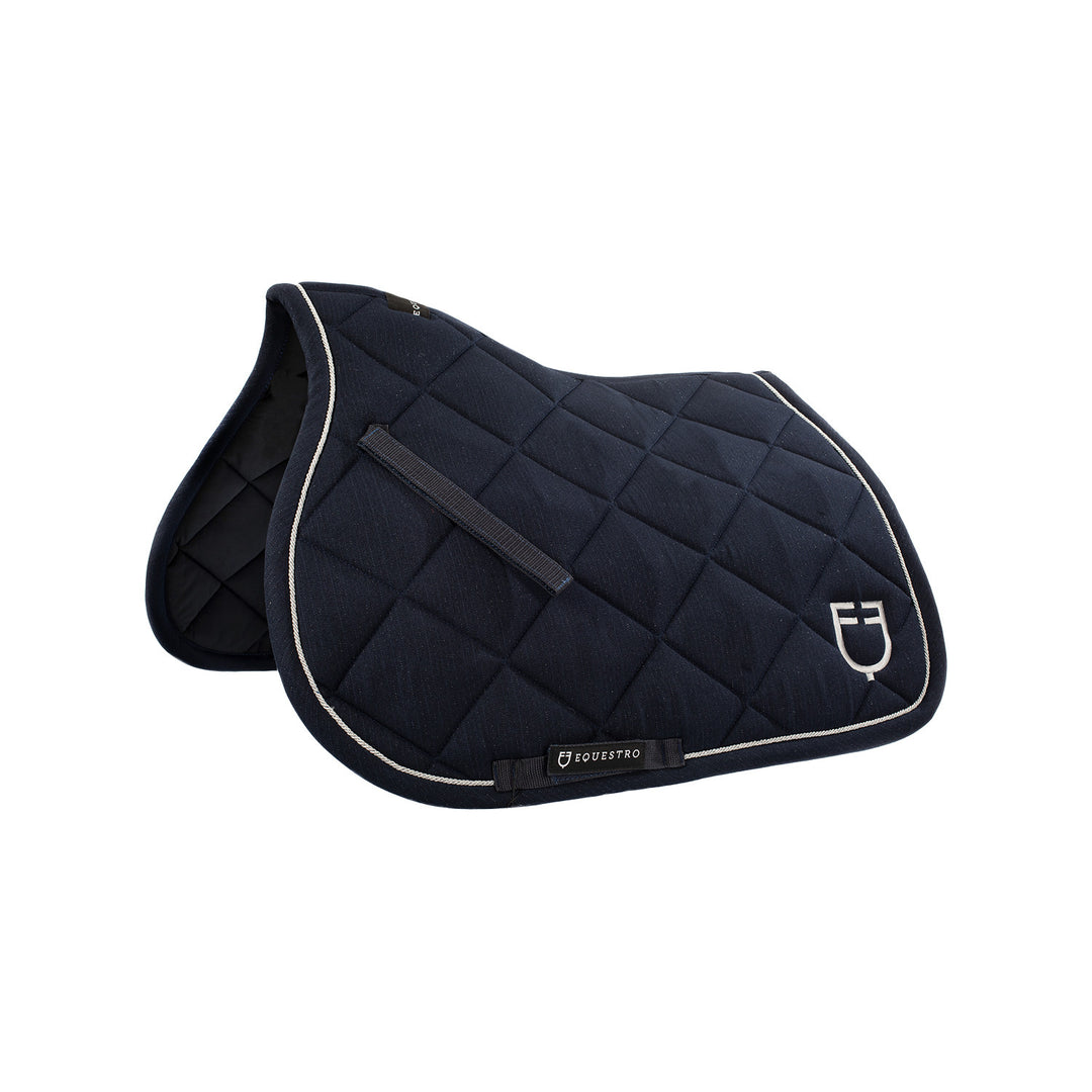 Jumping saddle pad in cotton with trimmings w NAVY