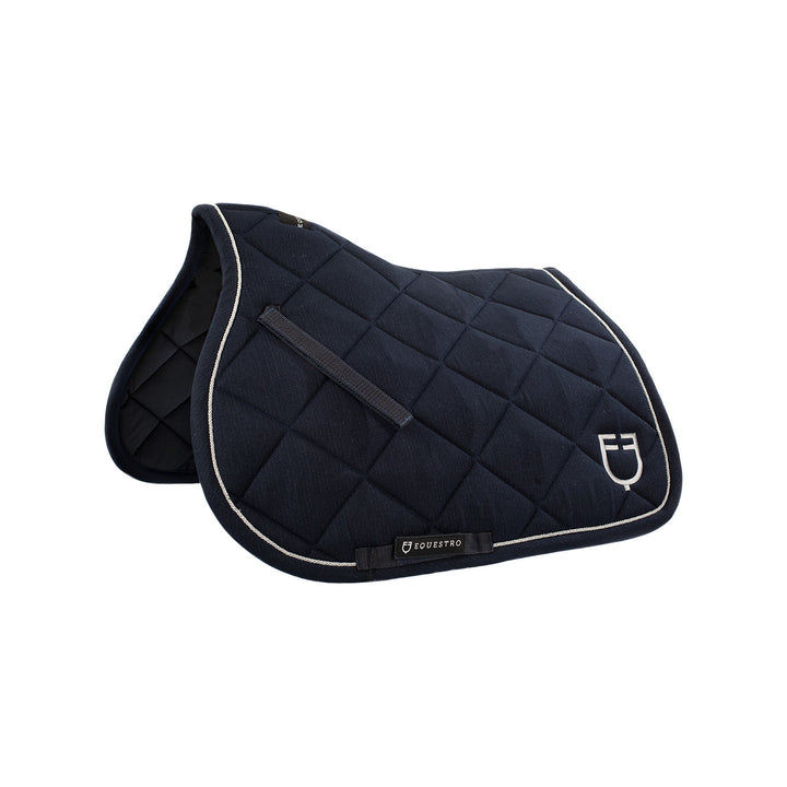 Jumping saddle pad in cotton with trimmings w NAVY