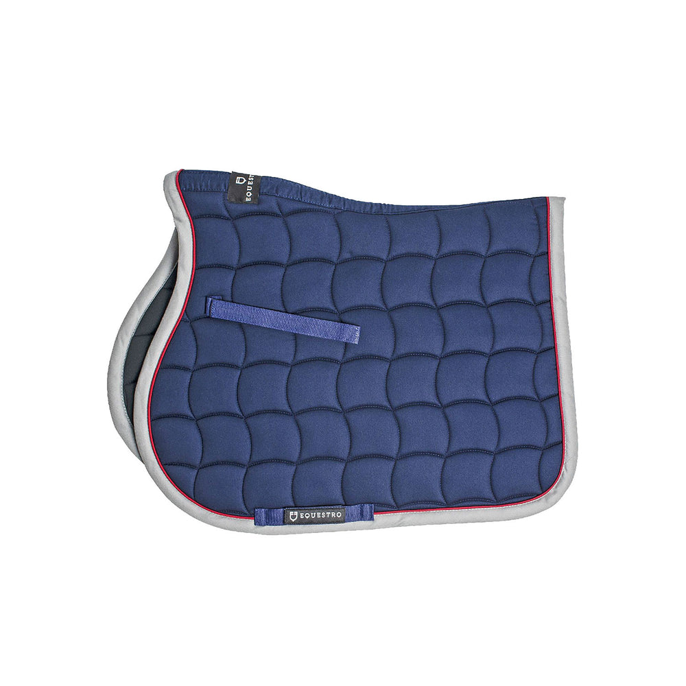 Jumping saddle pad with contrasting trimmings NAVY/RED/GREY