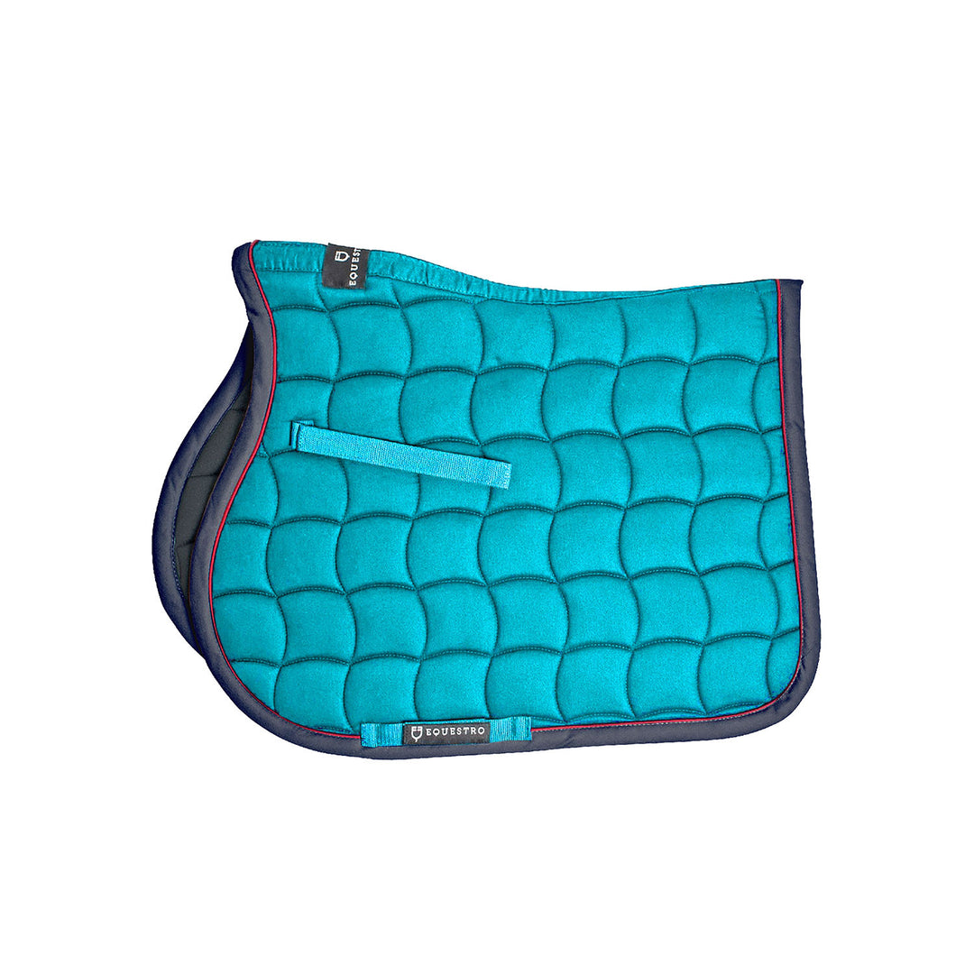 Jumping saddle pad with contrasting trimmings TURQUOISE/RED/NAVY