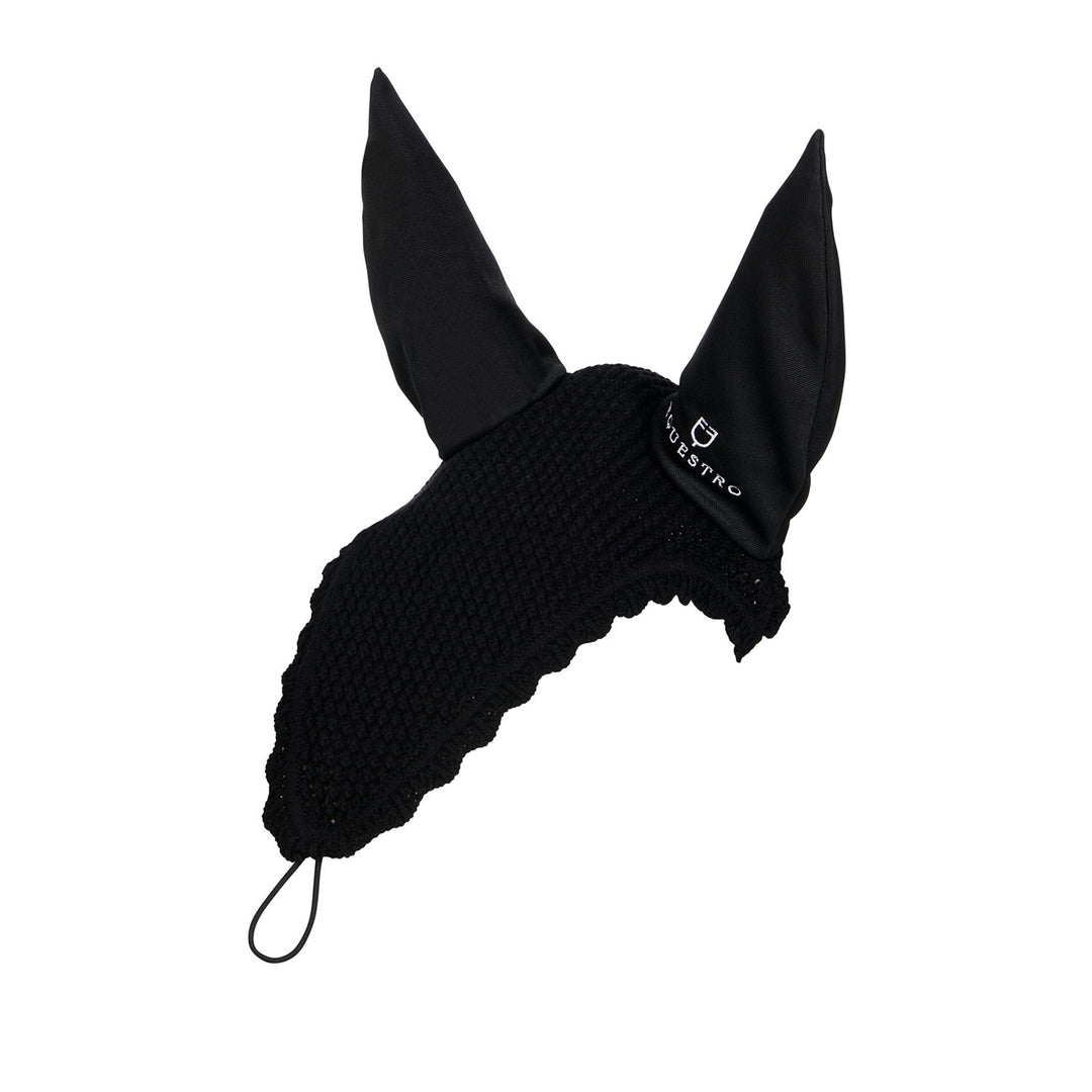 Knitted fly veil with elastic front strap BLACK