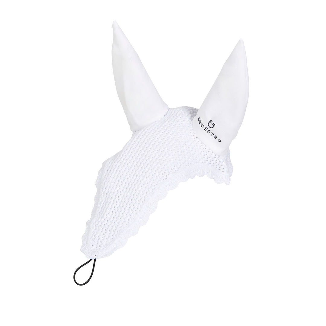 Knitted fly veil with elastic front strap WHITE