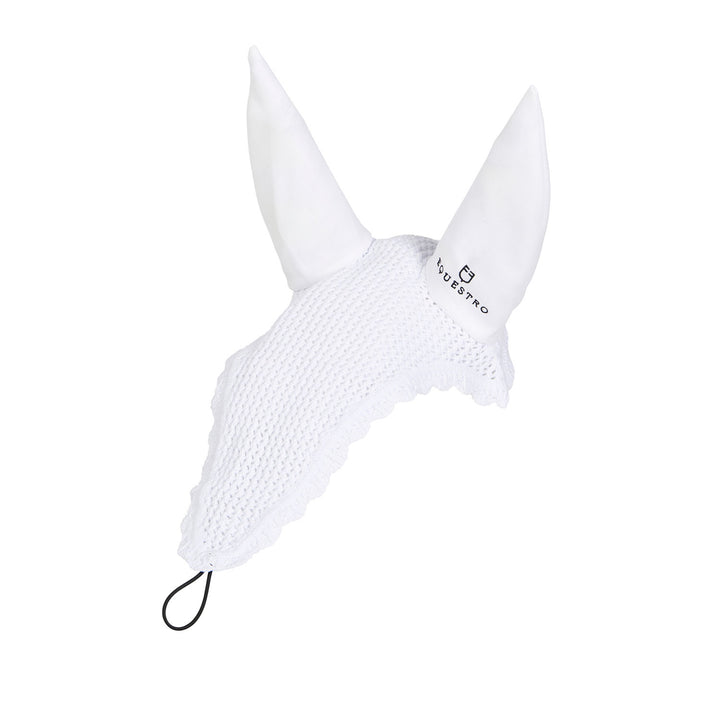 Knitted fly veil with elastic front strap WHITE