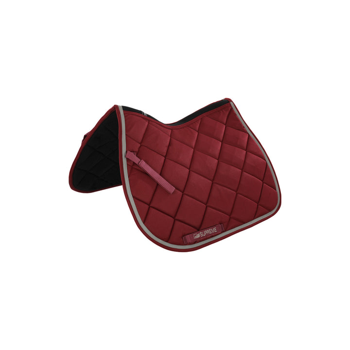 Quilted pony jumping saddle BURGUNDY/LIGHT GREY