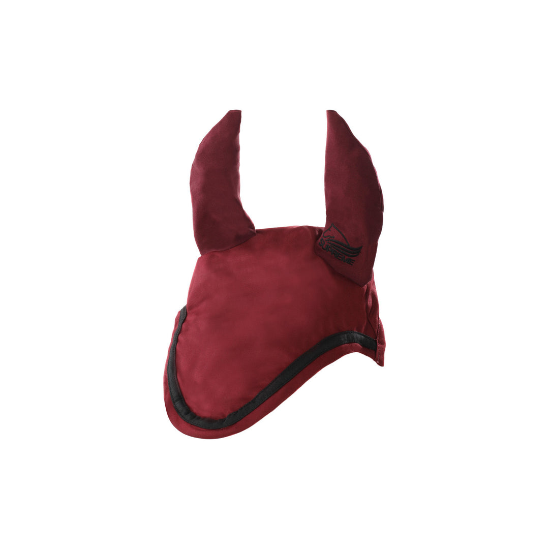 Cotton pony bonnet with contrast piping BURGUNDY/BLACK