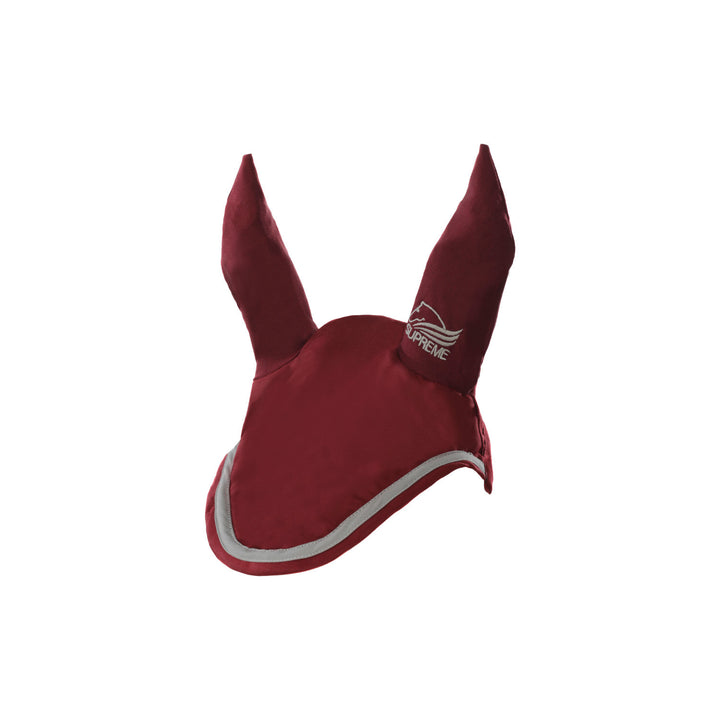 Cotton pony bonnet with contrast piping BURGUNDY/LIGHT GREY
