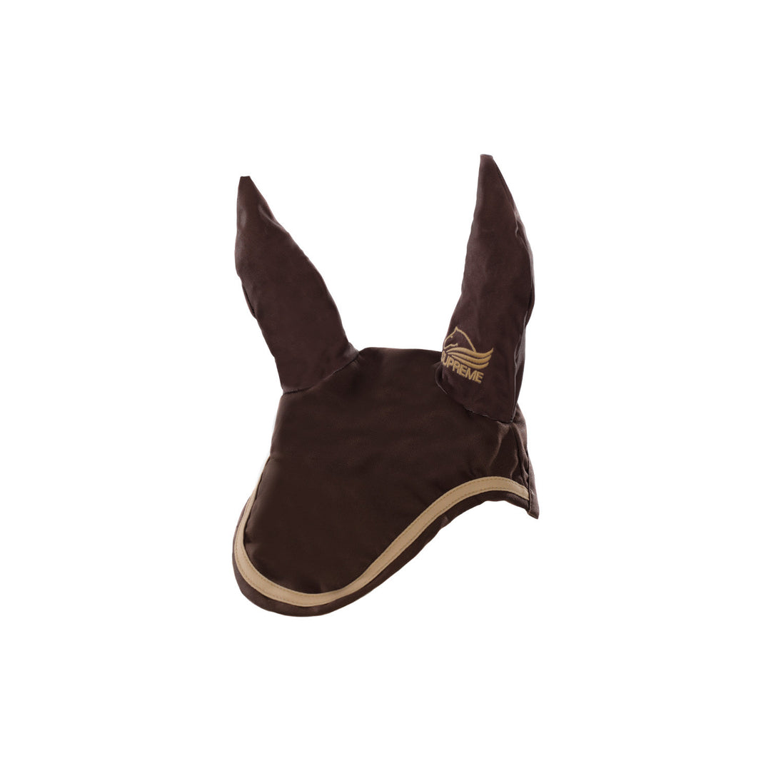 Cotton pony bonnet with contrast piping BROWN/BEIGE