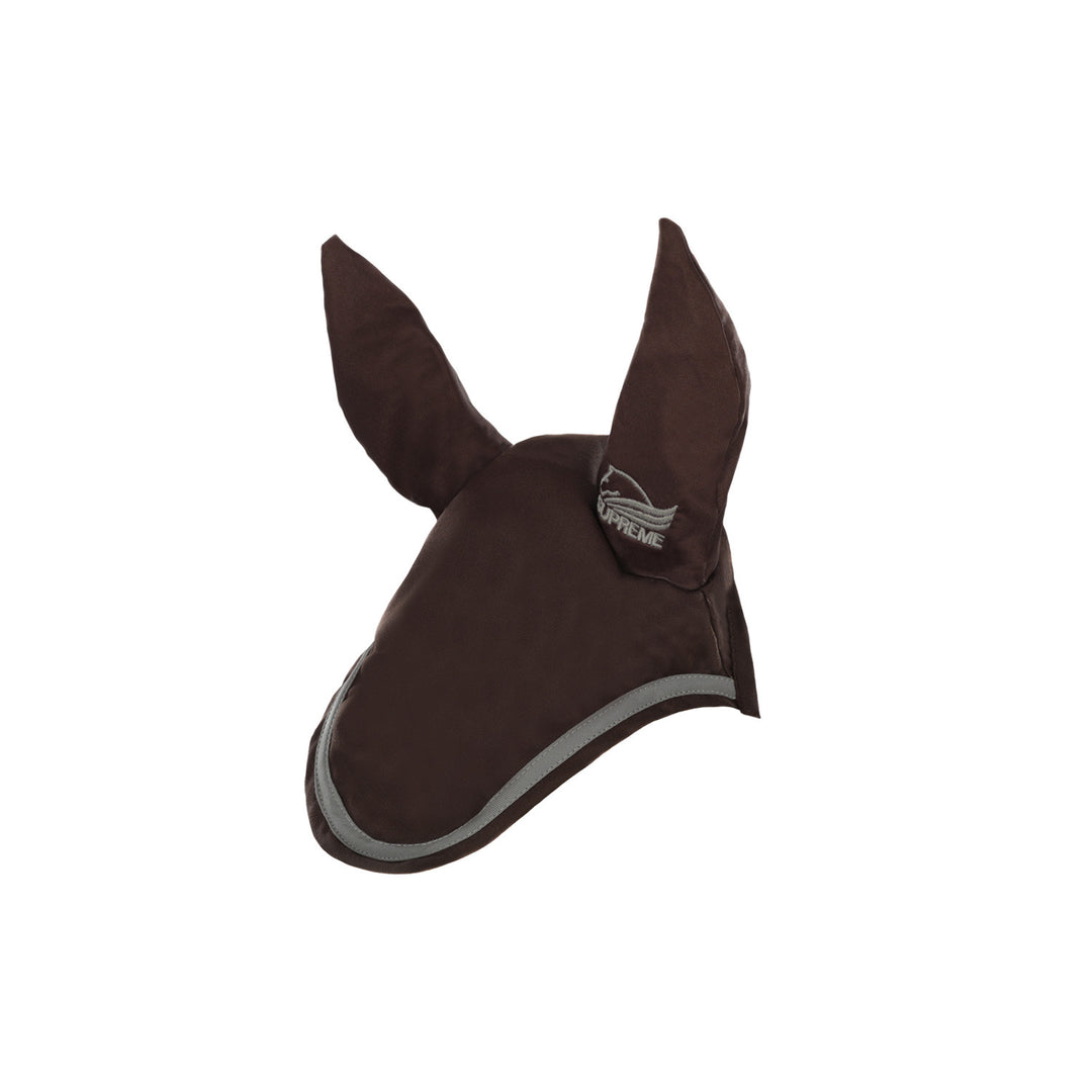 Cotton pony bonnet with contrast piping BROWN/LIGHT GREY
