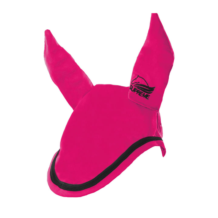 Cotton pony bonnet with contrast piping FUCSIA/BLACK