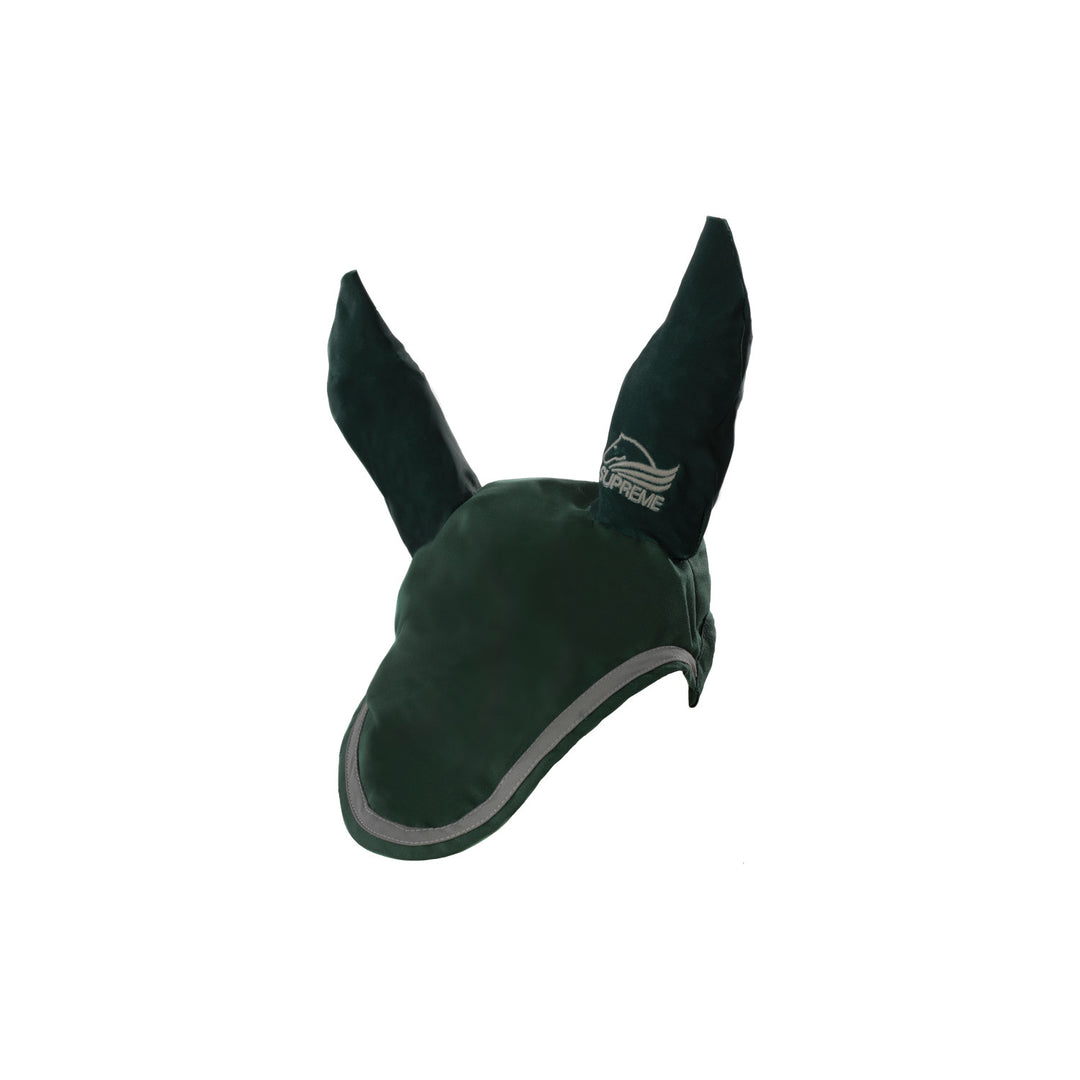 Cotton pony bonnet with contrast piping HUNTER GREEN/LIGHT GREY